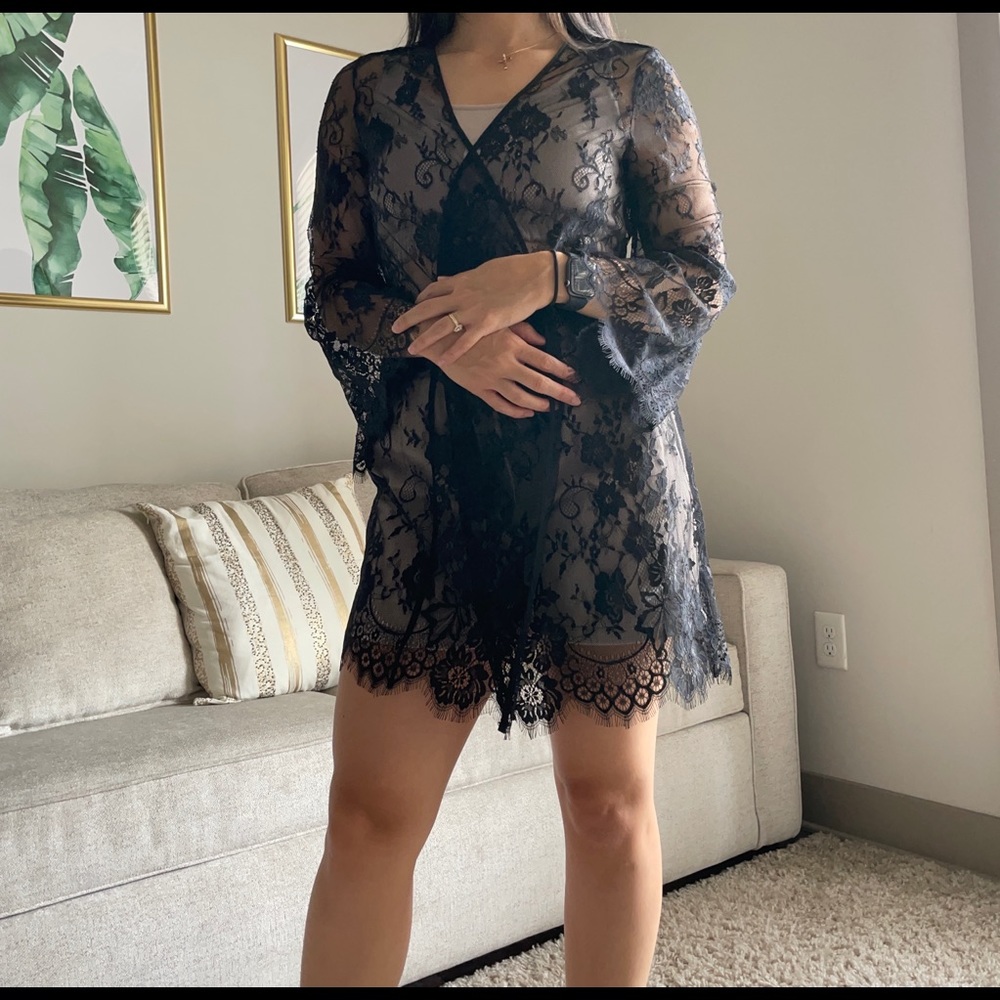 Black Lace Robe
